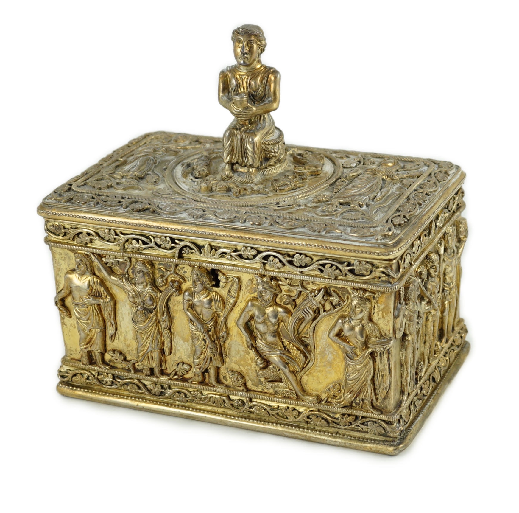 A German 800 standard parcel gilt silver Byzantine style rectangular casket, by Paul Telge, Berlin